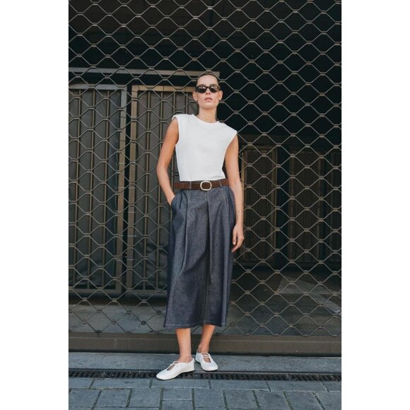 ZARA CONTRAST DRESS WITH BELT - Picture 2 of 7